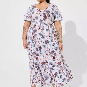 Maxi Cotton Slub Babydoll Beach Dress